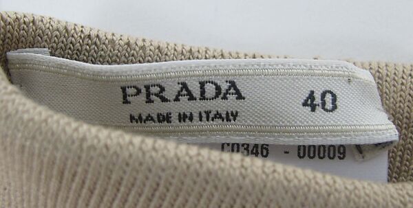 Ensemble, Prada (Italian, founded 1913), (a) synthetic, silk, metal, (b) silk, (c, d) silk, mother-of-pearl, (e, f) leather, synthetic, (g, h) synthetic, (i) synthetic, leather, metal, (j) synthetic, cotton, metal, Italian
