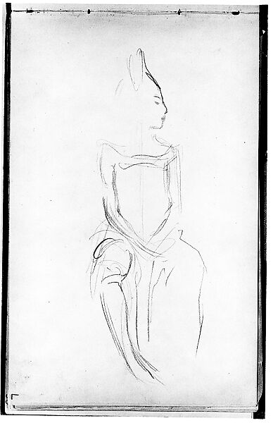 Seated Javanese Dancer (from Sketchbook of Javanese Dancers), John Singer Sargent (American, Florence 1856–1925 London), Graphite on  off-white wove paper, American 