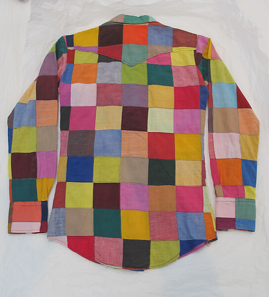 Ensemble, cotton, leather, synthetic, metal, mother-of-pearl, American