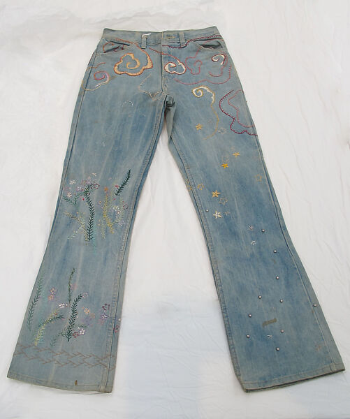 Ensemble, cotton, leather, synthetic, metal, mother-of-pearl, American