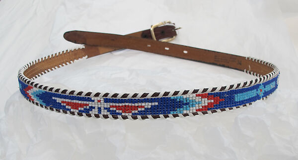 Ensemble, cotton, leather, synthetic, metal, mother-of-pearl, American