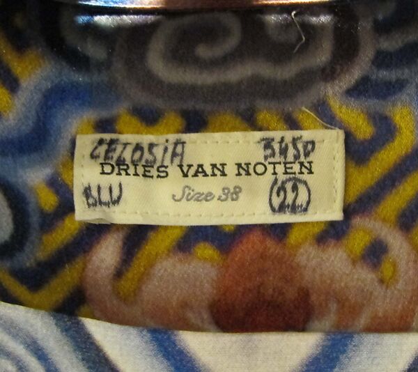 Ensemble, Dries Van Noten (Belgian, born 1958), (a) fox fur, silk; (b) wool, silk, synthetic; (c) silk, mother-of-pearl; (d) wool, silk, synthetic, metal; (e, f) leather, cotton, synthetic; (g, h) mother-of-pearl, metal, Belgian