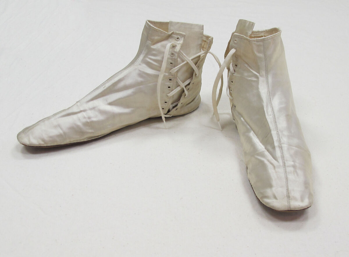Shoes, silk, leather, cotton, probably British 