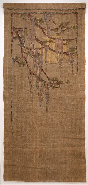 Cypress in Spring, Attributed to Anna Frances Simpson (1880–1930), Embroidered silk on linen, American