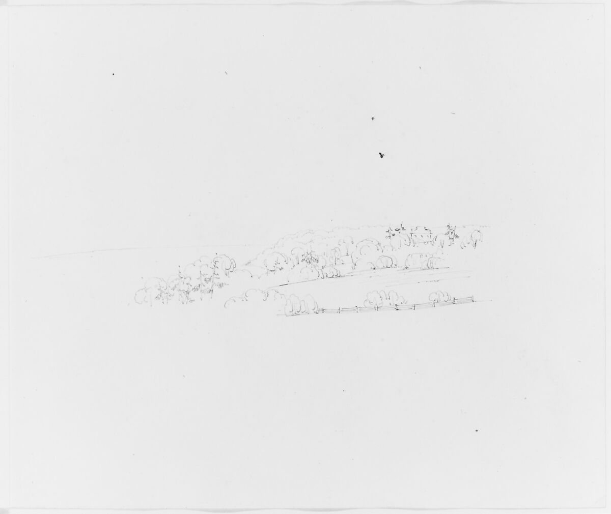 Sketchbook of Lake George, Catskill Mountains, and Hudson River Subjects, John William Casilear (American, New York 1811–1893 Saratoga Springs, New York), Drawings in graphite and pen and ink on off-white wove paper, bound in leather and cloth panels, American