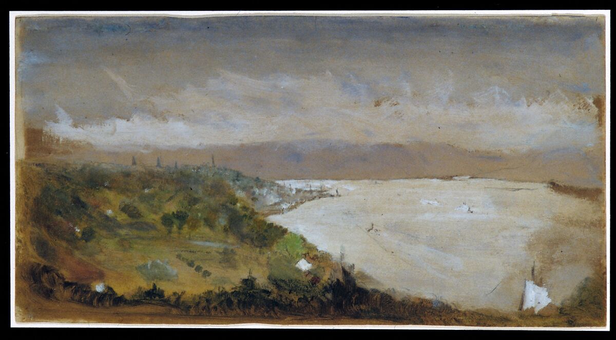 View of the Hudson River from the Catskills, Stanford White (American, New York 1853–1906 New York), Oil on paper, American 