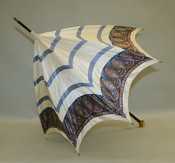 Parasol, silk, wood, metal, glass, cotton, French 