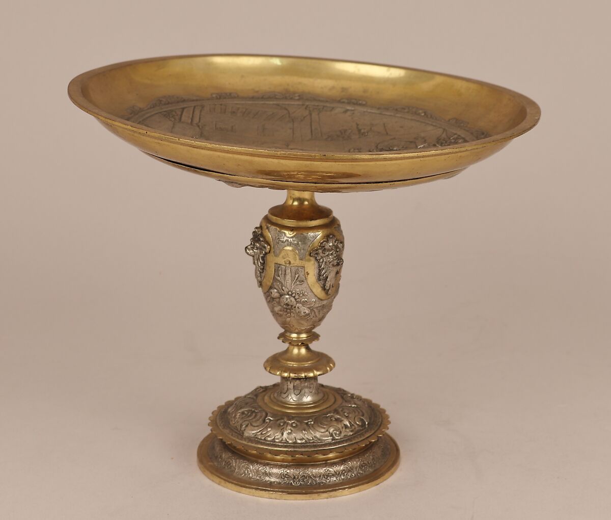 Tazza, Franchi and Son, Silver, parcel-gilt, on base metal, British, London, after German original 