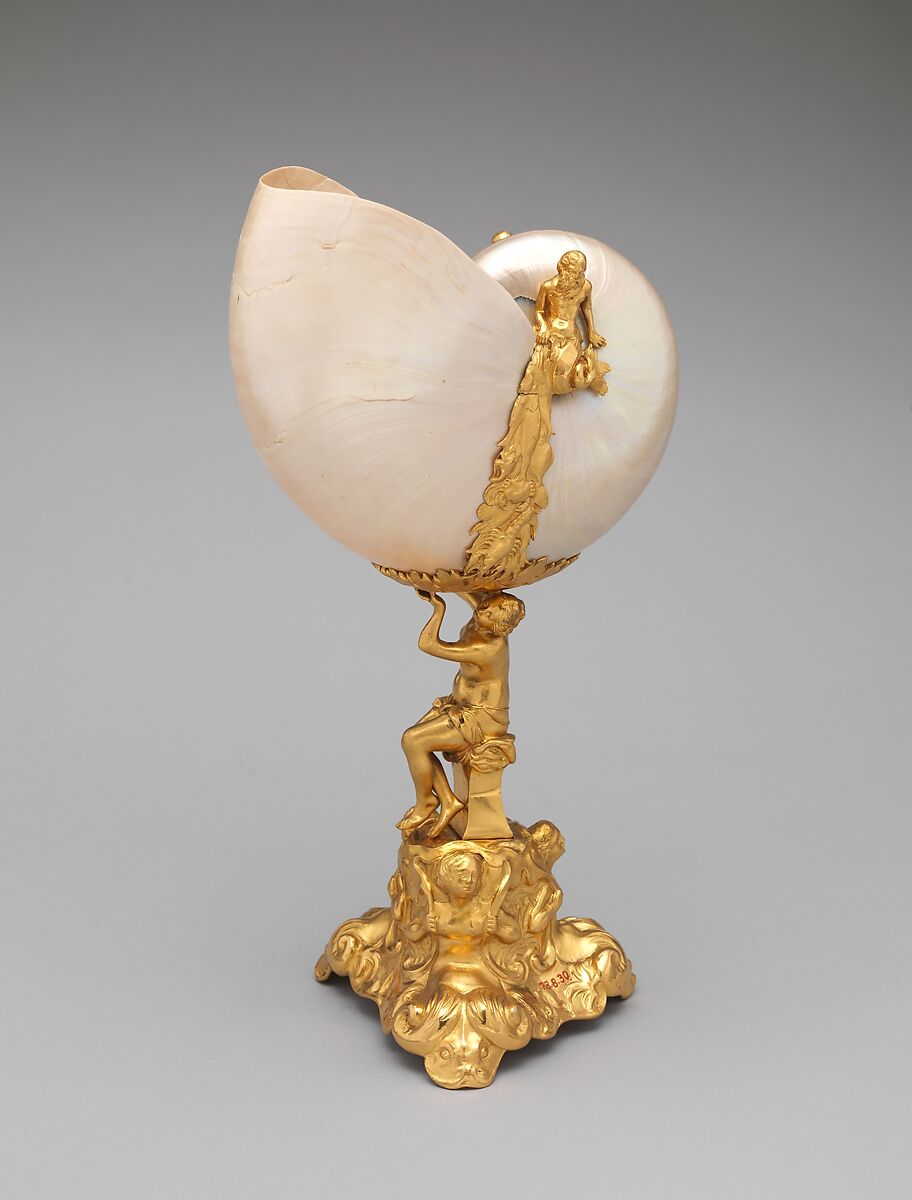 Nautilus shell, Franchi and Son, Metal mounts, gilt; nautilus shell, British, London, after Dutch, Amsterdam or Utrecht original 