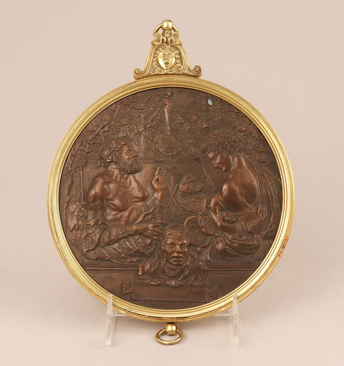Mirror case, After an original by Donatello (Italian, Florence ca. 1386–1466 Florence), Bronze, inlaid with gold and silver, British, after Italian original 