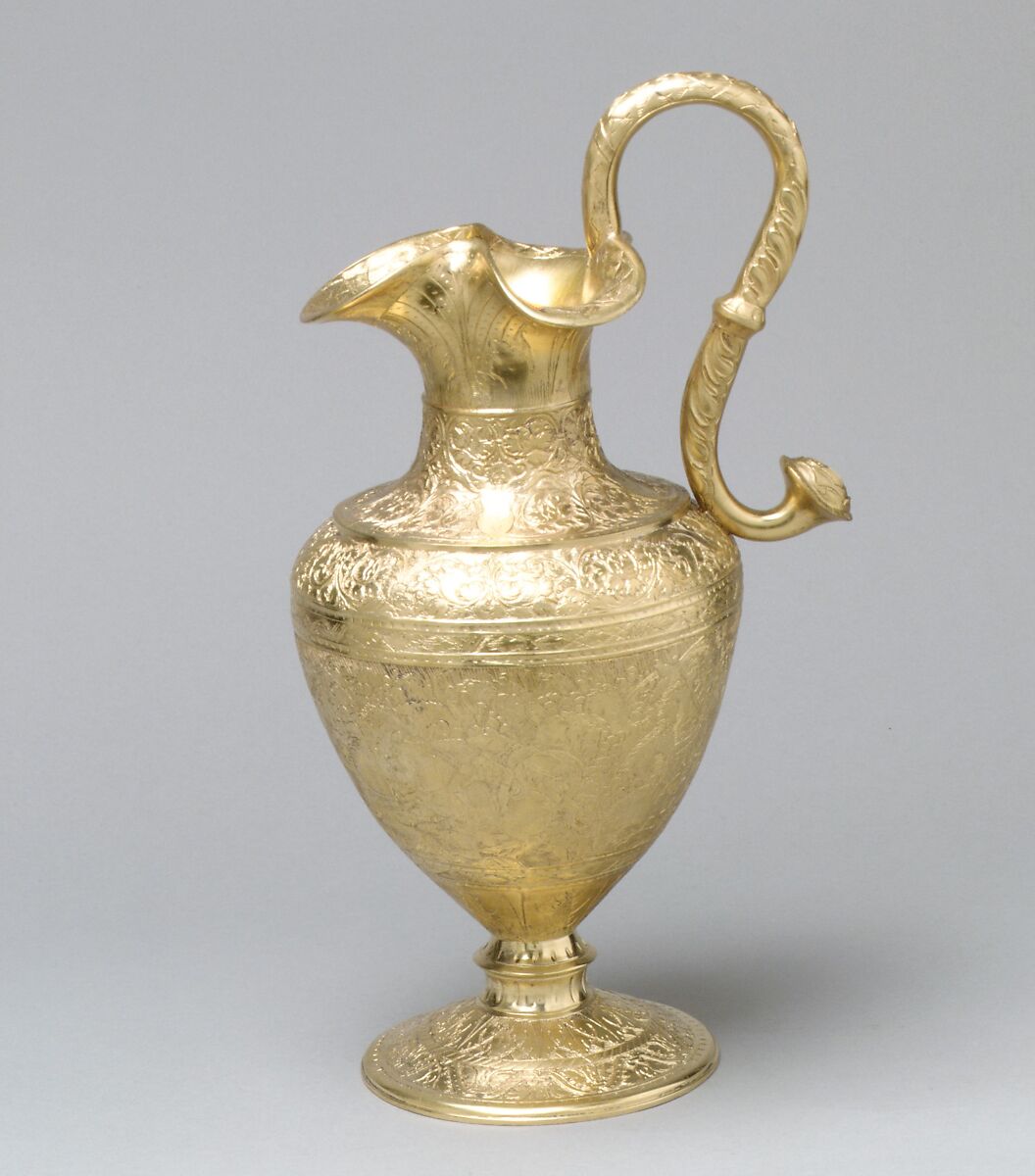 Ewer, Gilt bronze or brass, British, after Italian original 