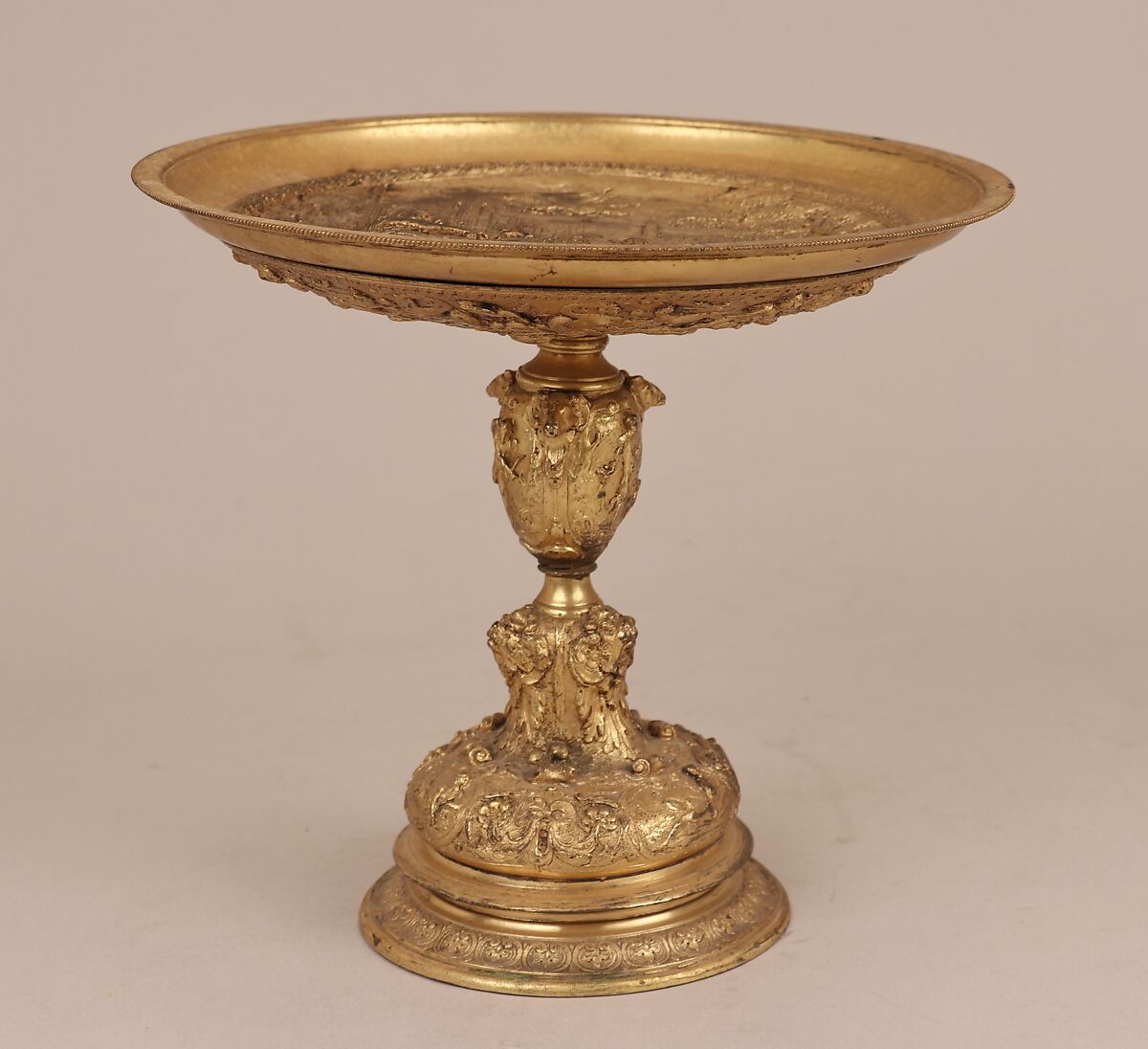 Tazza, After an original attributed to Benvenuto Cellini (Italian, Florence 1500–1571 Florence), Silver gilt, British, after Italian, Florence original 