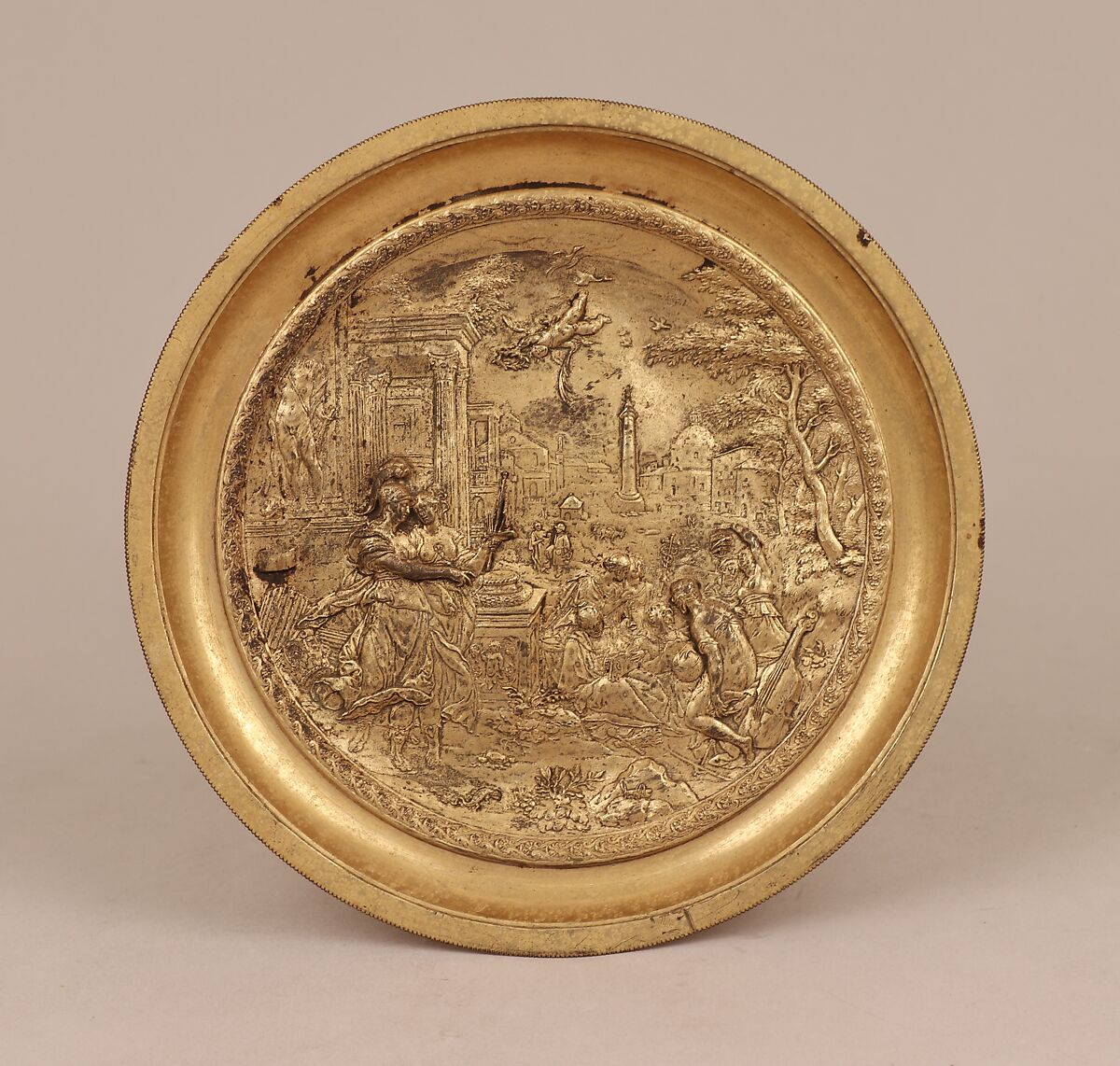 Tazza, After an original attributed to Benvenuto Cellini (Italian, Florence 1500–1571 Florence), Silver gilt, British, after Italian, Florence original