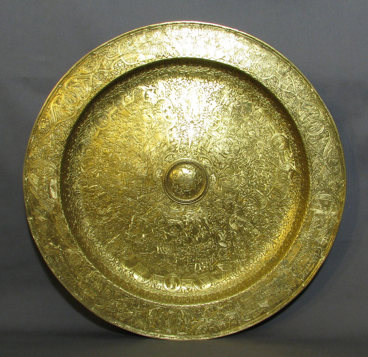 Salver, Gilt bronze or brass, British, after Italian original 