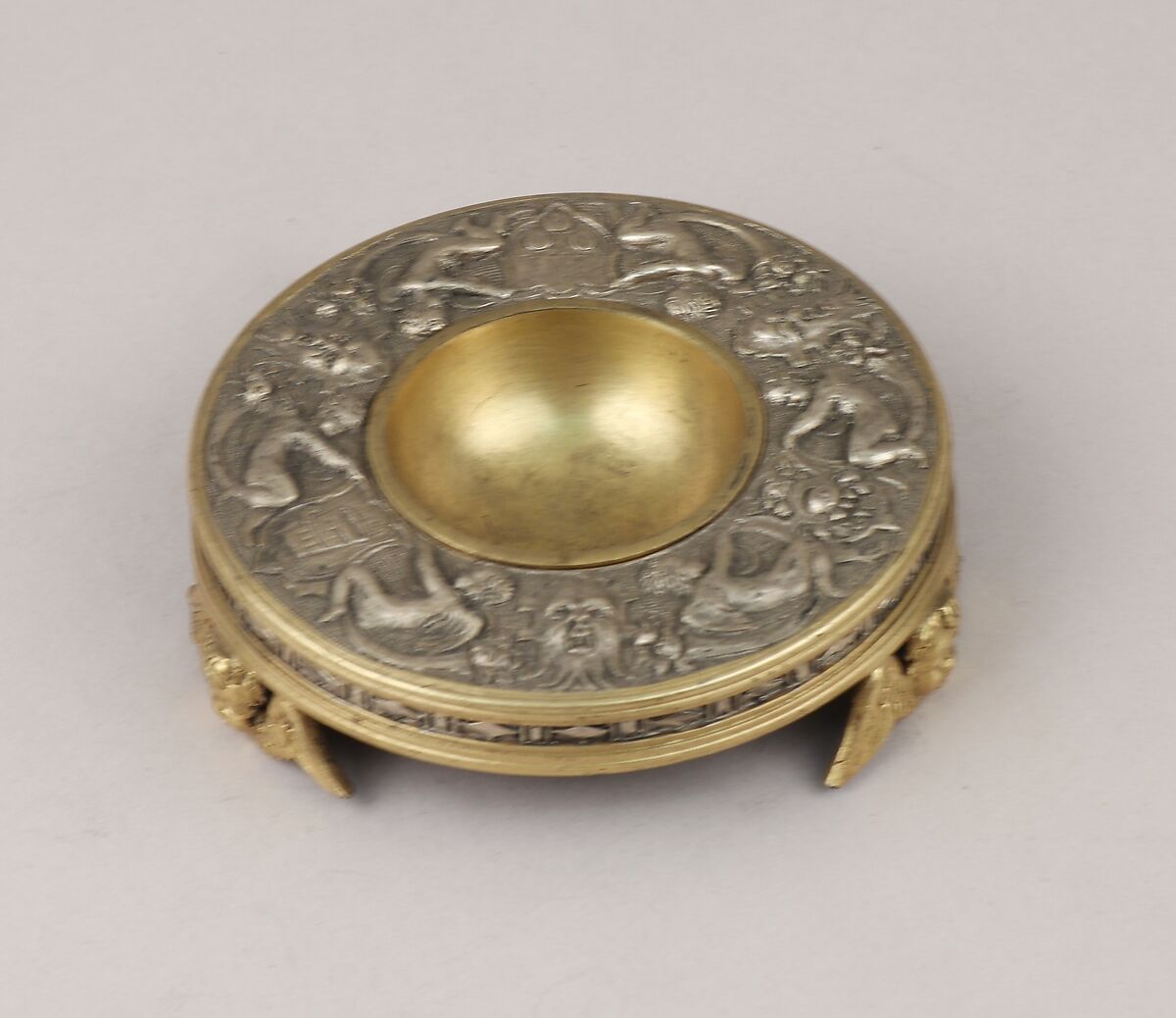 Saltcellar, Silver on base metal, German 