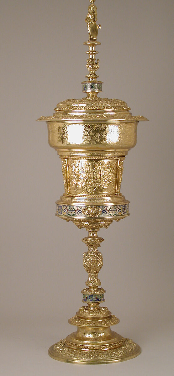 Standing cup with cover, Franchi and Son, Silver on base metal and enamel, British, London, after German, Augsburg original