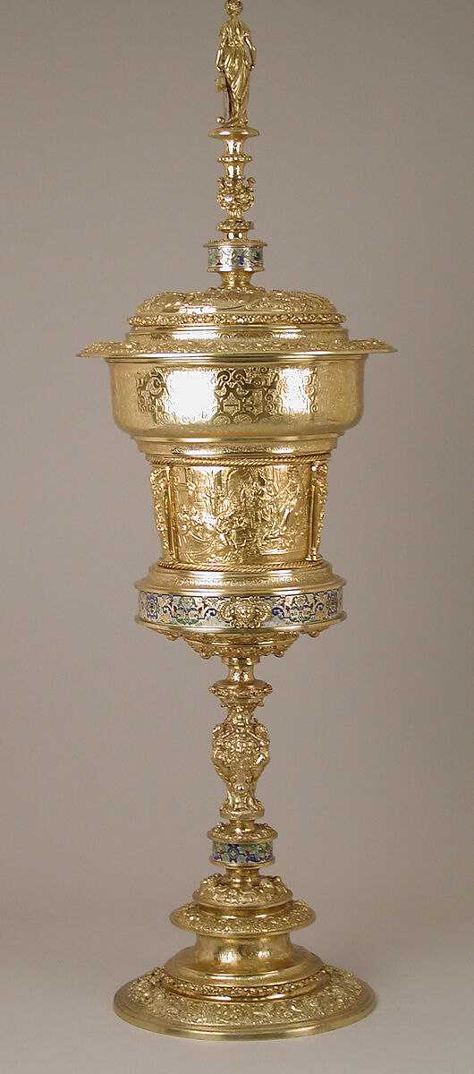 Standing cup with cover, Franchi and Son, Silver on base metal and enamel, British, London, after German, Augsburg original