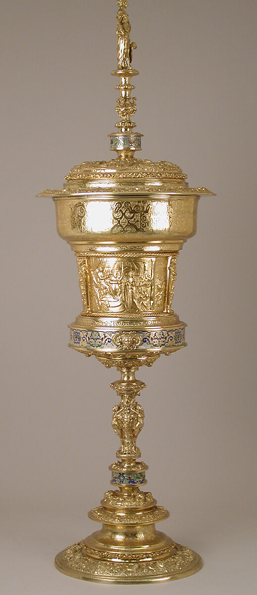 Standing cup with cover, Franchi and Son, Silver on base metal and enamel, British, London, after German, Augsburg original