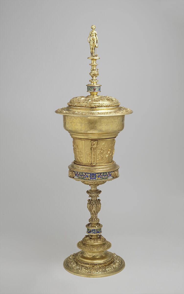 Standing cup with cover, Franchi and Son, Silver on base metal and enamel, British, London, after German, Augsburg original 