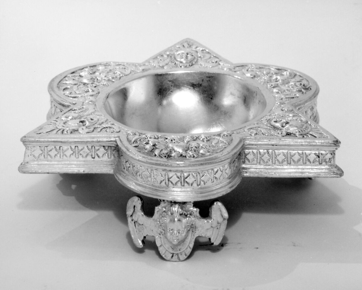 Saltcellar, Silver on base metal, British, after German original 