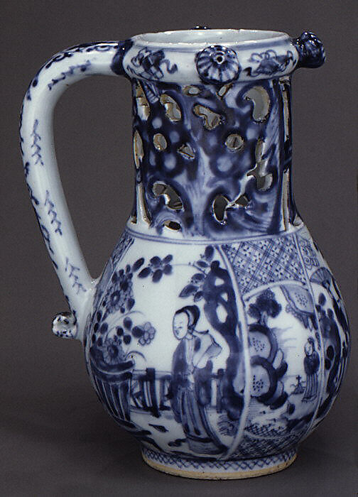 Puzzle jug, Hard-paste porcelain, Chinese, for Dutch or British market 