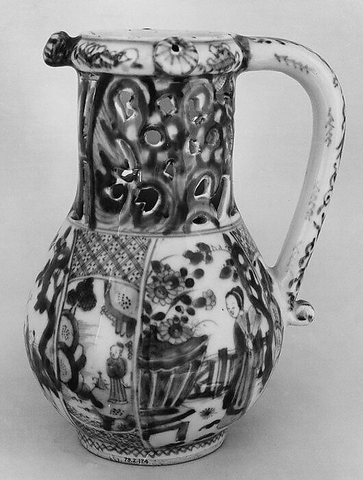 Puzzle jug, Hard-paste porcelain, Chinese, for Dutch or British market