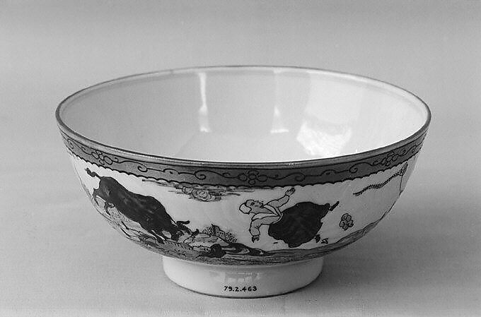 Bowl, Hard-paste porcelain, Chinese with Dutch decoration 
