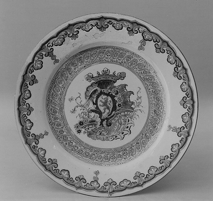 Plate, Hard-paste porcelain, Chinese with Dutch decoration, for Dutch market 