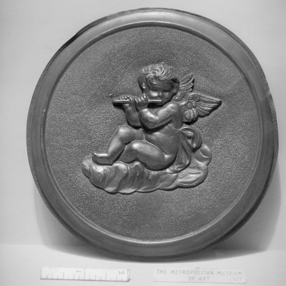 Cupid playing flute, Copper, European or American 