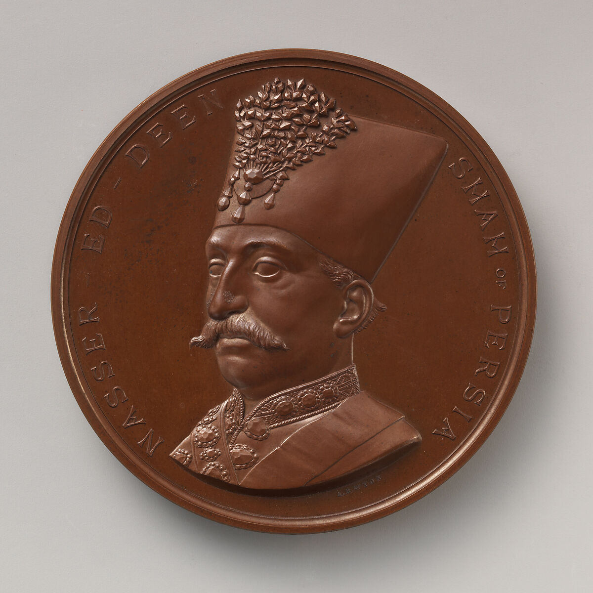 In Memory of the Visit of the Shah of Persia to the City of London, June 20, 1873, Medalist: Alfred Benjamin Wyon (British, London 1837–1884), Bronze, struck, British 