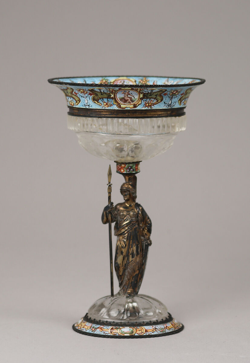 Standing cup, Rock crystal, silver gilt (?) and enamel, Austrian 