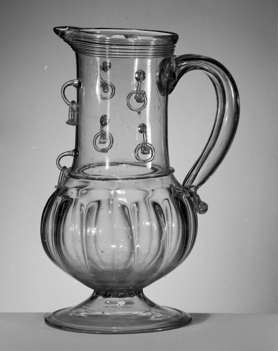 Jug, Glass, French, possibly Lorraine or Nevers 