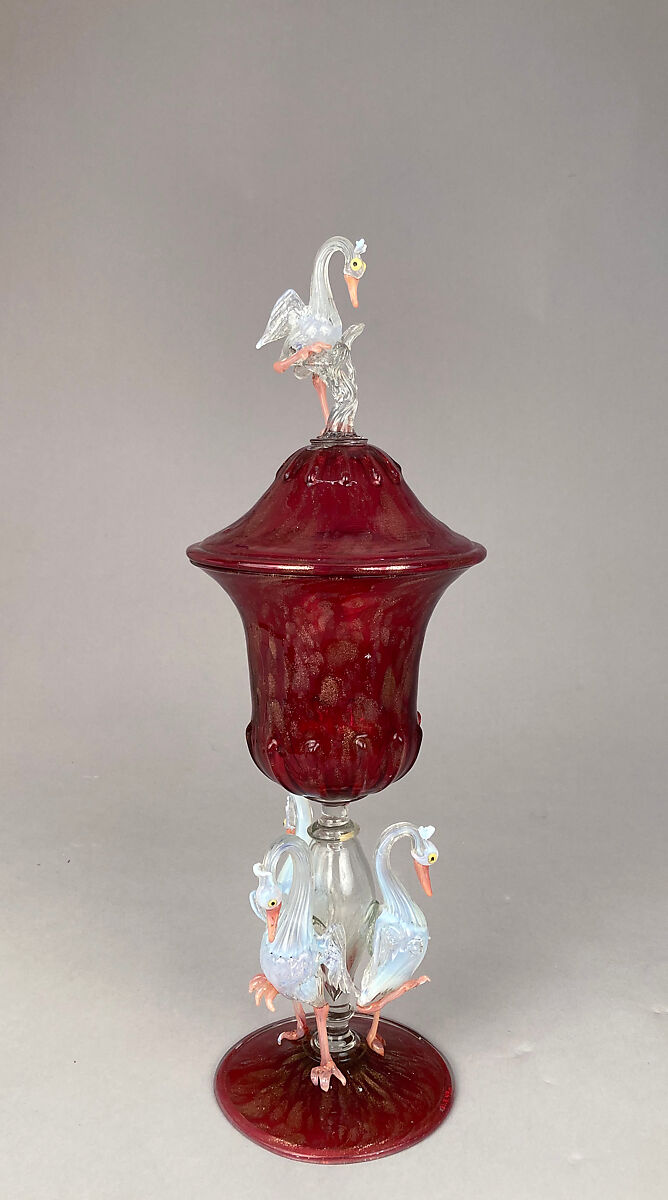 Standing cup with cover, Glass, Italian, Venice (Murano) 