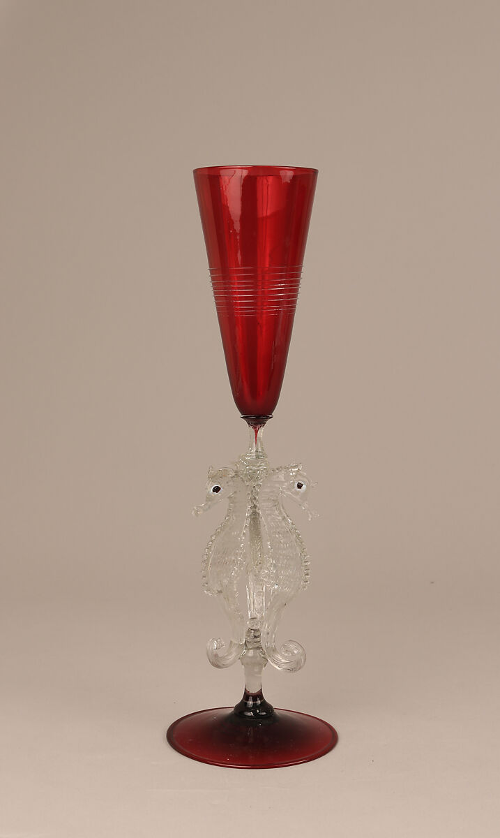 Cup with seahorse stem, Dr. Antonio Salviati Company (Italian, 1859–1987), Glass, Italian, Venice (Murano) 