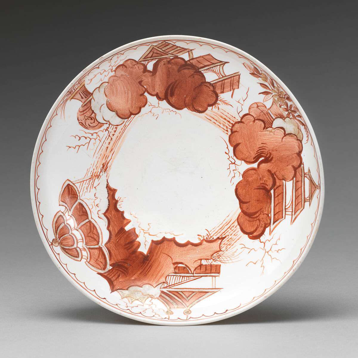 Beaker and saucer, Probably Miotti Family Workshop (Italian, Murano), Opaque white glass (lattimo), blowen with enamel and gilding, Italian, Venice (Murano)