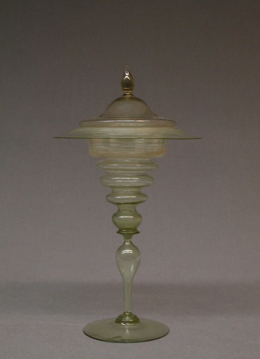 Standing cup with cover, Glass, Italian, Venice (Murano) 