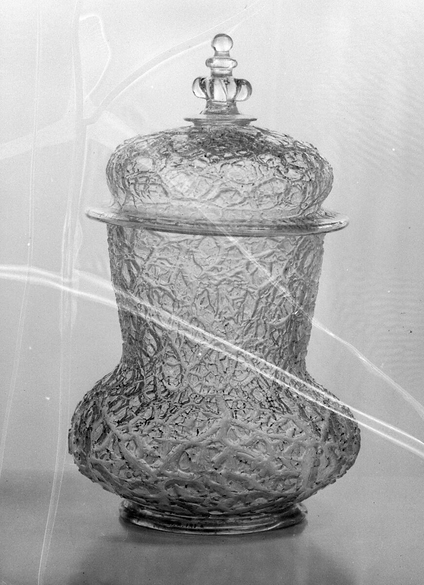 Jar with cover, Glass, Italian, Venice (Murano) 