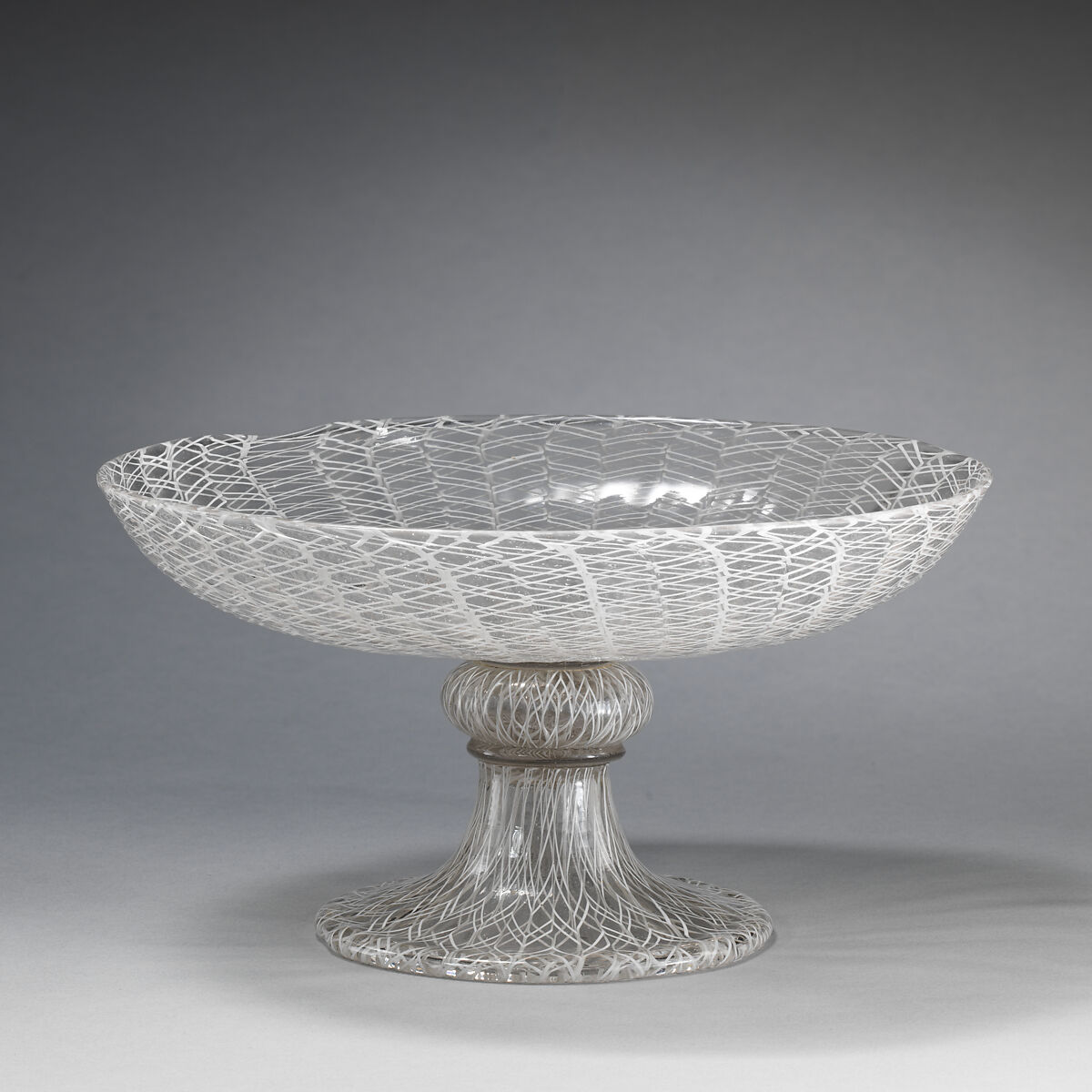 Tazza, Glass, blown with filigrana a retortoli decoration, Italian, Venice (Murano) 