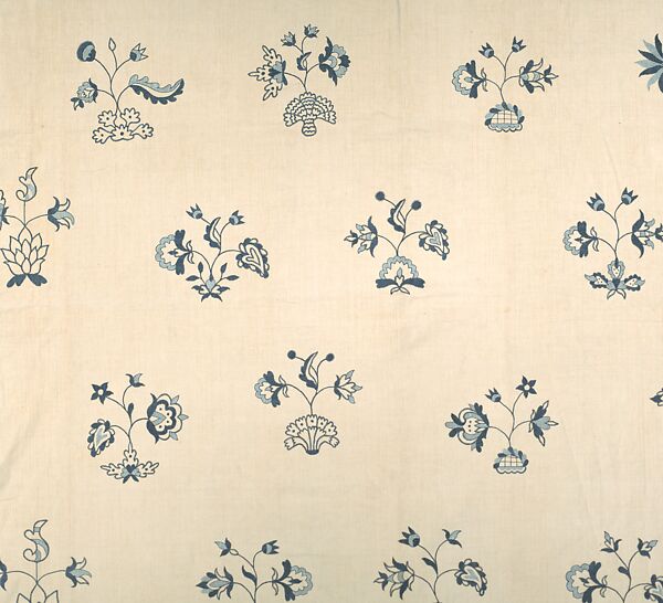 Embroidered coverlet, Linen embroidered with linen thread, American