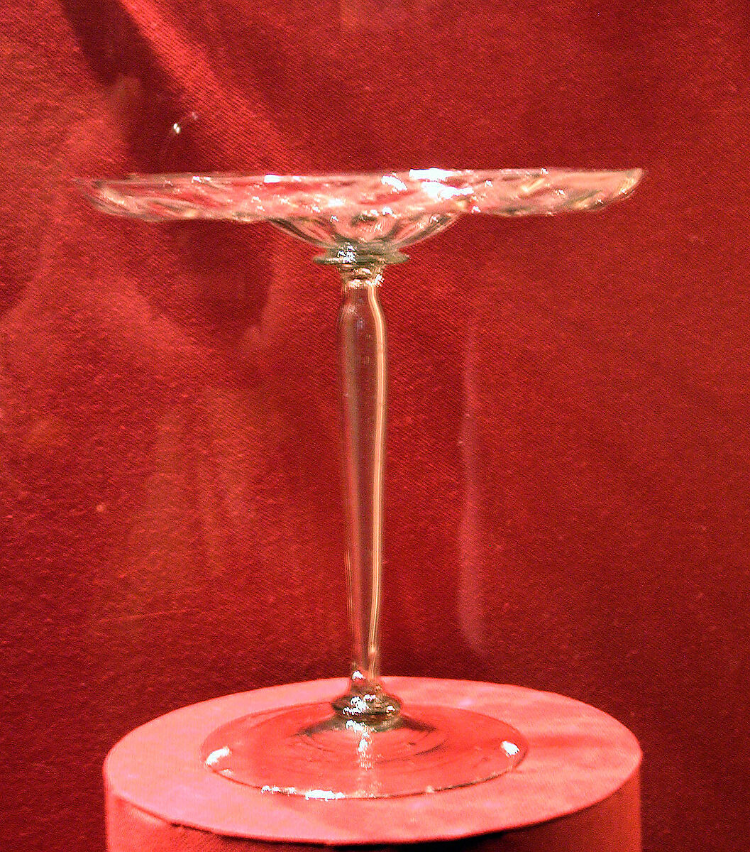 Tazza with pillar-molded bowl, Glass, Italian, Venice (Murano) 