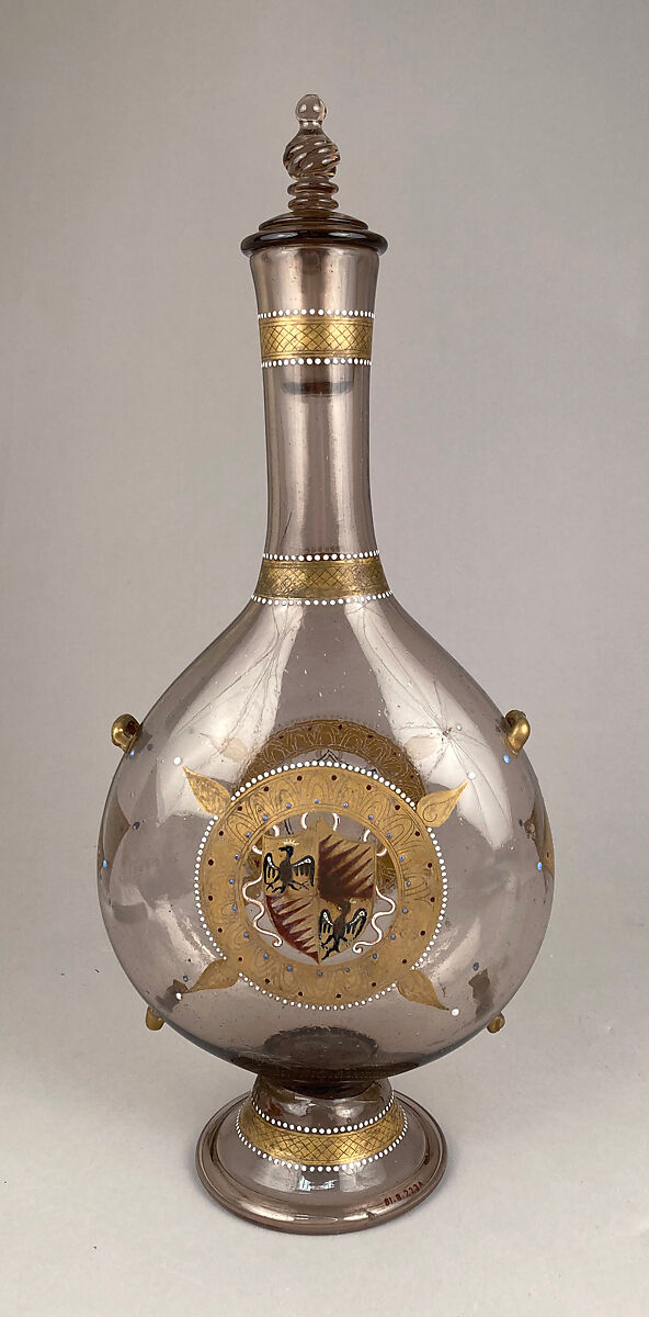 Bottle with arms of Visconti and Bentivoglio families, Glass, Italian