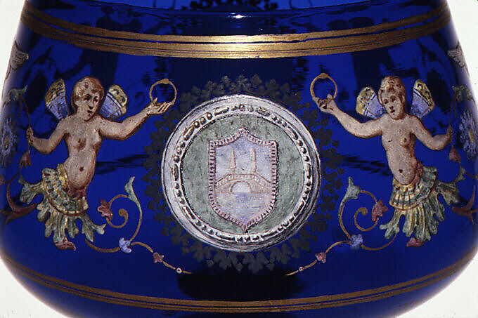 Goblet, Dr. Antonio Salviati Company (Italian, 1859–1987), Glass; blown, enameled, and gilded, Italian, Venice (Murano)