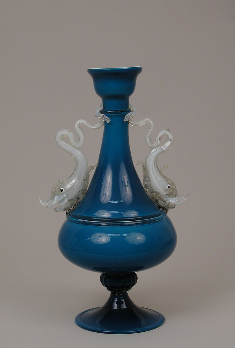 Vase with dolphins, Dr. Antonio Salviati Company (Italian, 1859–1987), Glass, Italian, Venice (Murano) 