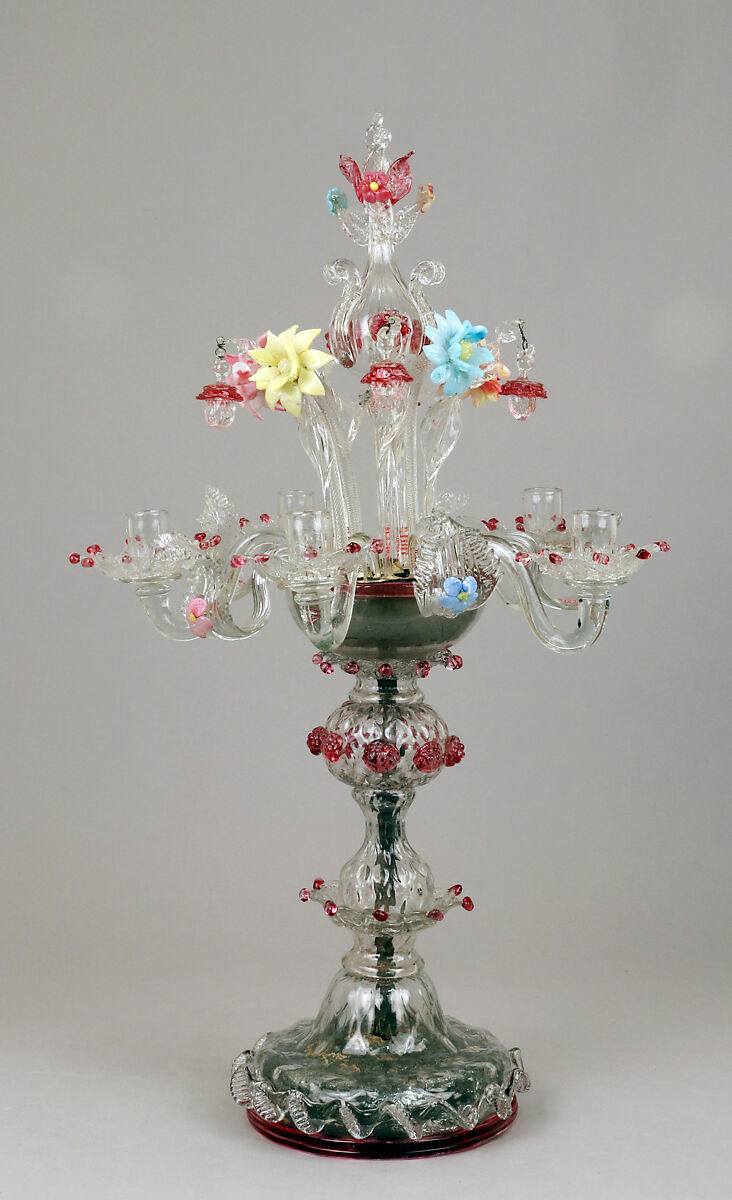 Candelabrum (one of a pair), Glass, Italian, Venice (Murano)
