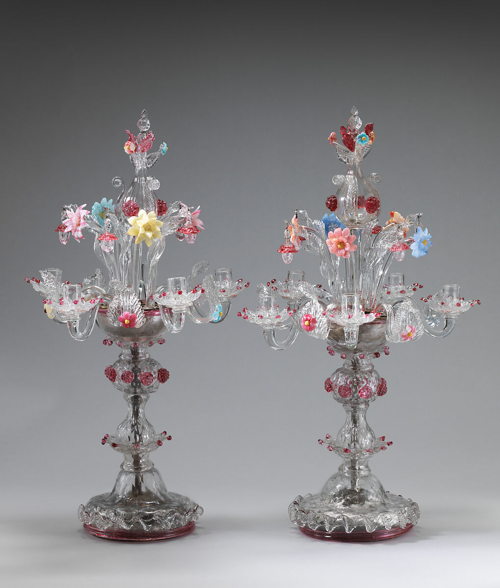 Candelabrum (one of a pair), Glass, Italian, Venice (Murano)