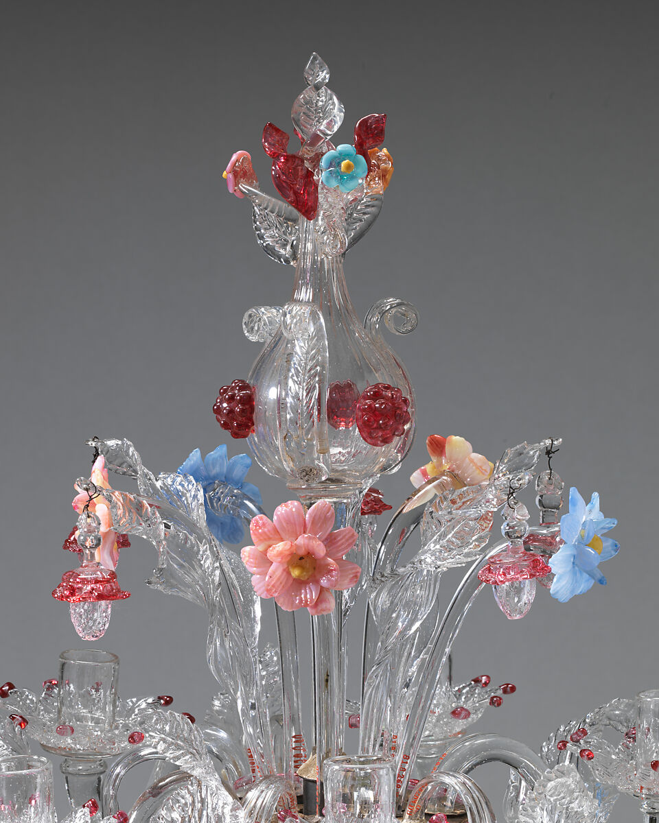Candelabrum (one of a pair), Glass, blown, molded with lampworked decoration, Italian, Venice (Murano)