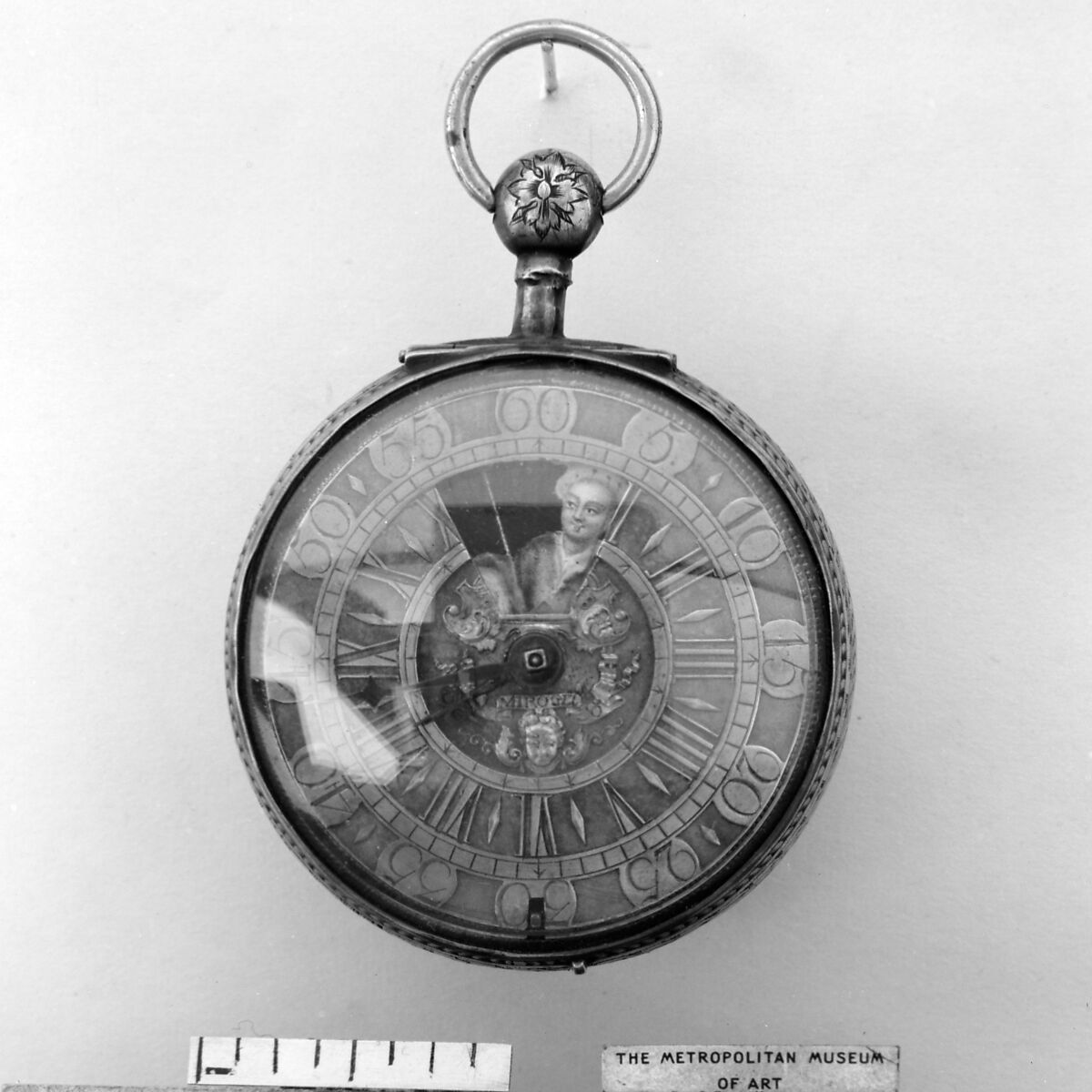 Watch with revolving portraits, Watchmaker: Denis Miroglio (or Miroli) (1682–before 1748), Silver, niello, enamel, Swiss, Geneva
