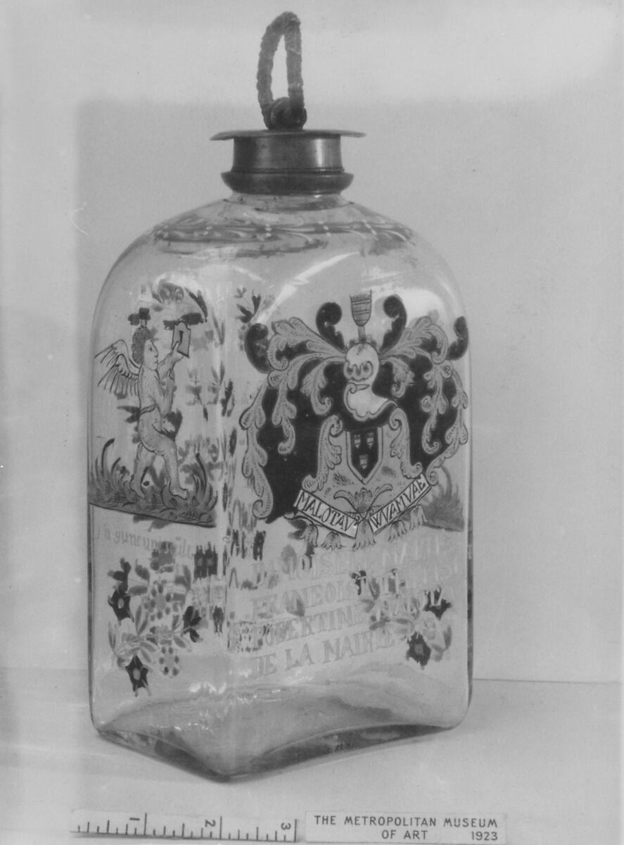 Bottle, Glass; pewter, German 