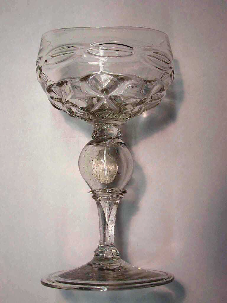 Wineglass, Glass, silver coin, French