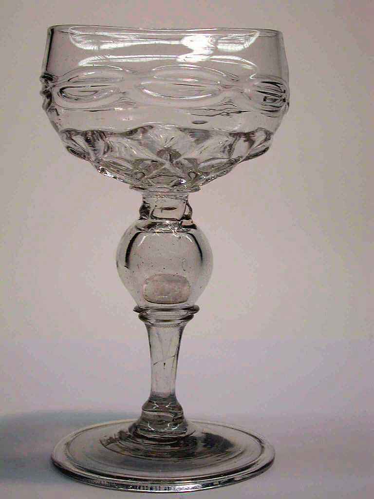 Wineglass, Glass, silver coin, French